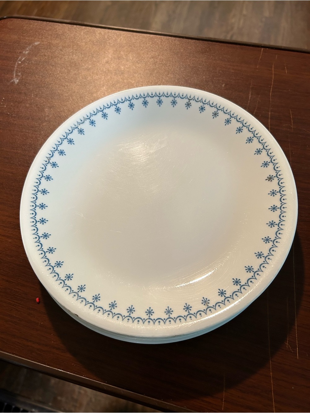 Classic White & Blue Snowflake luncheon Plate by Corningware Corelle, set of 8
